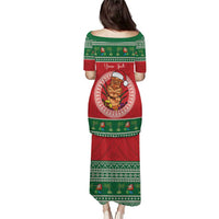 Personalized Hawaii Christmas Puletasi Tiki Santa Mele Kalikimaka