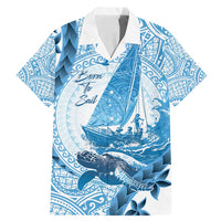 New Zealand Sailing Family Matching Mermaid Dress and Hawaiian Shirt Aotearoa Yacht Racing - Born To Sail LT14 Dad's Shirt - Short Sleeve Blue - Polynesian Pride