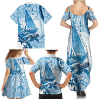 New Zealand Sailing Family Matching Summer Maxi Dress and Hawaiian Shirt Aotearoa Yacht Racing - Born To Sail LT14 - Polynesian Pride