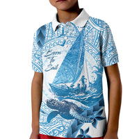 New Zealand Sailing Kid Polo Shirt Aotearoa Yacht Racing - Born To Sail LT14 Kid Blue - Polynesian Pride