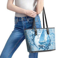 New Zealand Saling Leather Tote Bag Aotearoa Yacht Racing - Born To Sail