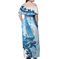 New Zealand Saling Off Shoulder Maxi Dress Aotearoa Yacht Racing - Born To Sail