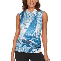 New Zealand Sailing Women Sleeveless Polo Shirt Aotearoa Yacht Racing - Born To Sail LT14 - Polynesian Pride
