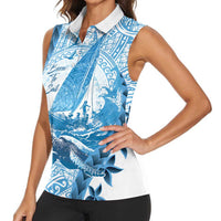 New Zealand Sailing Women Sleeveless Polo Shirt Aotearoa Yacht Racing - Born To Sail LT14 - Polynesian Pride