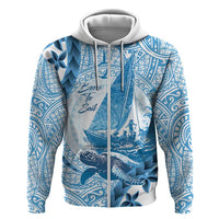 New Zealand Sailing Zip Hoodie Aotearoa Yacht Racing - Born To Sail LT14 Zip Hoodie Blue - Polynesian Pride