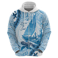New Zealand Sailing Zip Hoodie Aotearoa Yacht Racing - Born To Sail LT14 - Polynesian Pride