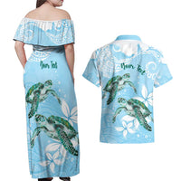 Personalised Polynesia Valentine's Day Couples Matching Off Shoulder Maxi Dress and Hawaiian Shirt SeaTurtle Couple Polynesian - Fairy Sparkles Color