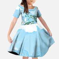 Personalised Polynesia Valentine's Day Family Matching Summer Maxi Dress and Hawaiian Shirt SeaTurtle Couple Polynesian - Fairy Sparkles Color LT14 Daughter's Dress Blue - Polynesian Pride