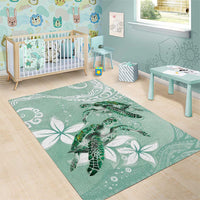 Happy Valentine's Day Polynesia Area Rug SeaTurtle Couple Polynesian - Green Lester Color