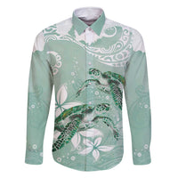 Happy Valentine's Day Polynesia Family Matching Tank Maxi Dress and Hawaiian Shirt SeaTurtle Couple Polynesian - Green Lester Color LT14 Dad's Shirt - Long Sleeve Green - Polynesian Pride