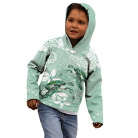 Happy Valentine's Day Polynesia Kid Hoodie SeaTurtle Couple Polynesian - Green Lester Color