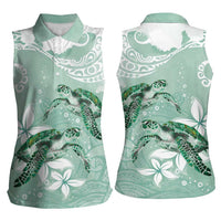 Happy Valentine's Day Polynesia Women Sleeveless Polo Shirt SeaTurtle Couple Polynesian - Green Lester Color LT14 - Polynesian Pride
