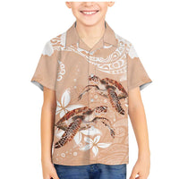 Happy Valentine's Day Polynesia Family Matching Mermaid Dress and Hawaiian Shirt SeaTurtle Couple Polynesian - Desert Sand Color LT14 Son's Shirt Desert Sand - Polynesian Pride