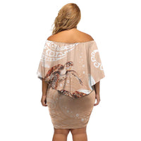 Happy Valentine's Day Polynesia Family Matching Off Shoulder Short Dress and Hawaiian Shirt SeaTurtle Couple Polynesian - Desert Sand Color LT14 - Polynesian Pride