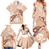 Happy Valentine's Day Polynesia Family Matching Summer Maxi Dress and Hawaiian Shirt SeaTurtle Couple Polynesian - Desert Sand Color LT14 - Polynesian Pride