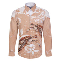 Happy Valentine's Day Polynesia Family Matching Summer Maxi Dress and Hawaiian Shirt SeaTurtle Couple Polynesian - Desert Sand Color LT14 Dad's Shirt - Long Sleeve Desert Sand - Polynesian Pride