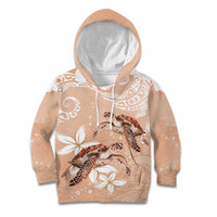 Happy Valentine's Day Polynesia Kid Hoodie SeaTurtle Couple Polynesian - Desert Sand Color