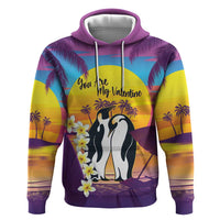 Hawaii Penguin Couple Zip Hoodie You Are My Valentine - Tropical Sunset Vibes LT14 Pullover Hoodie Purple - Polynesian Pride