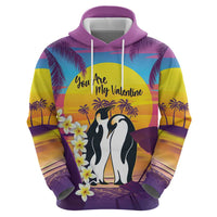 Hawaii Penguin Couple Zip Hoodie You Are My Valentine - Tropical Sunset Vibes LT14 - Polynesian Pride