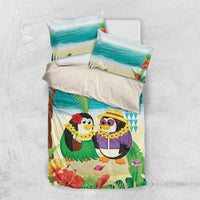 Hawaii Penguin Couple Bedding Set Hawaiian Kakau - Tropical Summer Vibes