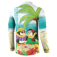 Hawaii Penguin Couple Button Sweatshirt Hawaiian Kakau - Tropical Summer Vibes