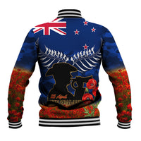 New Zealand ANZAC Day Baseball Jacket 25 April Last Post Camouflage With Poppies LT14 - Polynesian Pride