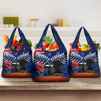 New Zealand ANZAC Day Grocery Bag 25 April Last Post Camouflage With Poppies LT14 3-pack One Size Blue - Polynesian Pride