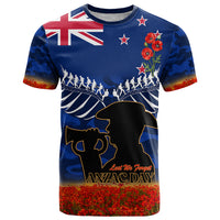 New Zealand ANZAC Day T Shirt 25 April Last Post Camouflage With Poppies LT14 Blue - Polynesian Pride