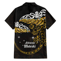 New Zealand Matariki Family Matching Short Sleeve Bodycon Dress and Hawaiian Shirt Maori New Year Silver Fern And Lizard - Gold LT14 - Polynesian Pride