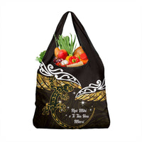 New Zealand Matariki Grocery Bag Maori New Year Silver Fern And Lizard - Gold LT14 1-pack One Size Gold - Polynesian Pride