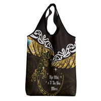 New Zealand Matariki Grocery Bag Maori New Year Silver Fern And Lizard - Gold LT14 - Polynesian Pride
