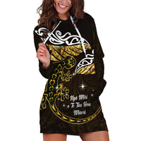 New Zealand Matariki Hoodie Dress Maori New Year Silver Fern And Lizard - Gold LT14 Gold - Polynesian Pride