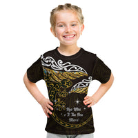 New Zealand Matariki Kid T Shirt Maori New Year Silver Fern And Lizard - Gold LT14 Gold - Polynesian Pride