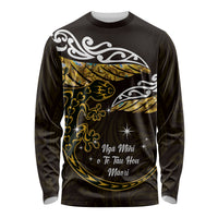 New Zealand Matariki Long Sleeve Shirt Maori New Year Silver Fern And Lizard - Gold LT14 Unisex Gold - Polynesian Pride