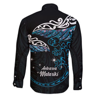 New Zealand Matariki Family Matching Off Shoulder Maxi Dress and Hawaiian Shirt Maori New Year Silver Fern And Lizard - Turquosie LT14 - Polynesian Pride