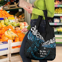 New Zealand Matariki Grocery Bag Maori New Year Silver Fern And Lizard - Turquosie LT14 - Polynesian Pride