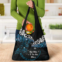 New Zealand Matariki Grocery Bag Maori New Year Silver Fern And Lizard - Turquosie LT14 - Polynesian Pride