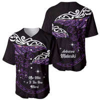 New Zealand Matariki Baseball Jersey Maori New Year Silver Fern And Lizard - Purple LT14 - Polynesian Pride