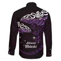 New Zealand Matariki Family Matching Summer Maxi Dress and Hawaiian Shirt Maori New Year Silver Fern And Lizard - Purple LT14 - Polynesian Pride