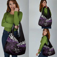 New Zealand Matariki Grocery Bag Maori New Year Silver Fern And Lizard - Purple LT14 - Polynesian Pride