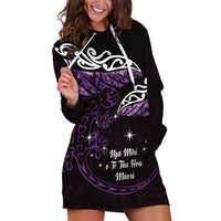 New Zealand Matariki Hoodie Dress Maori New Year Silver Fern And Lizard - Purple LT14 Purple - Polynesian Pride
