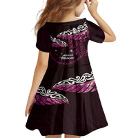 New Zealand Matariki Family Matching Short Sleeve Bodycon Dress and Hawaiian Shirt Maori New Year Silver Fern And Lizard - Pink LT14 - Polynesian Pride