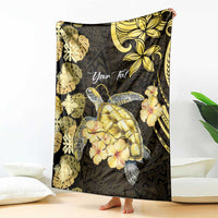 Personalised Aloha Hawaii Oahu Island Blanket Gathering Place Sea Turtle Ilima Flowers