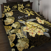 Personalised Aloha Hawaii Oahu Island Quilt Bed Set Gathering Place Sea Turtle Ilima Flowers