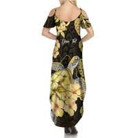 Personalised Aloha Hawaii Oahu Island Summer Maxi Dress Gathering Place Sea Turtle Ilima Flowers