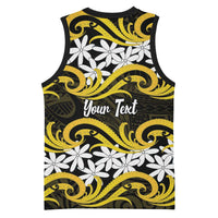 Personalised Cook Islands Aitutaki Basketball Jersey Tiare Maori Polynesian Waves Tattoo