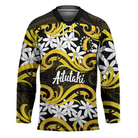 Personalised Cook Islands Aitutaki Hockey Jersey Tiare Maori Polynesian Waves Tattoo