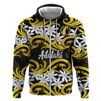 Personalised Cook Islands Aitutaki Hoodie Tiare Maori Polynesian Waves Tattoo
