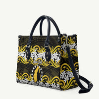 Personalised Cook Islands Aitutaki Leather Bag Tiare Maori Polynesian Waves Tattoo