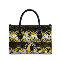 Personalised Cook Islands Aitutaki Leather Bag Tiare Maori Polynesian Waves Tattoo